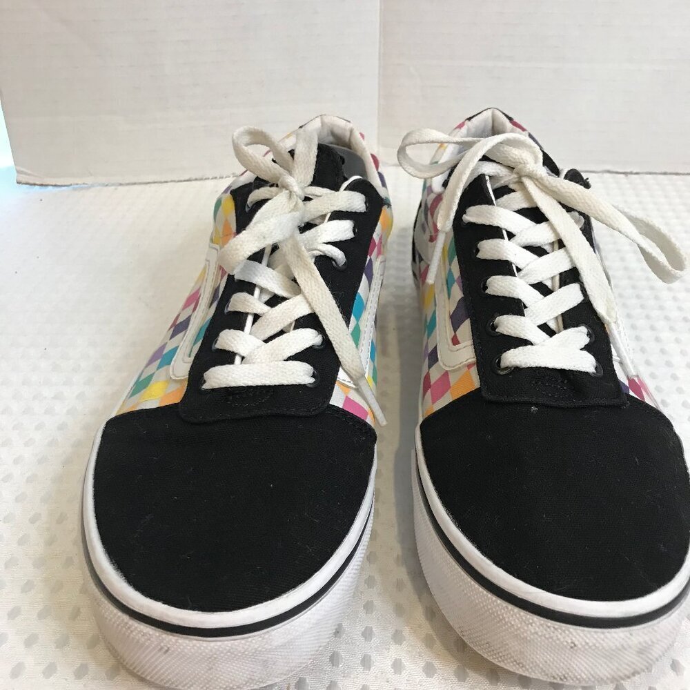 VANS MISSY OLD SKOOL RAINBOW CHECKERED BIG KIDS SHOES SIZE 6